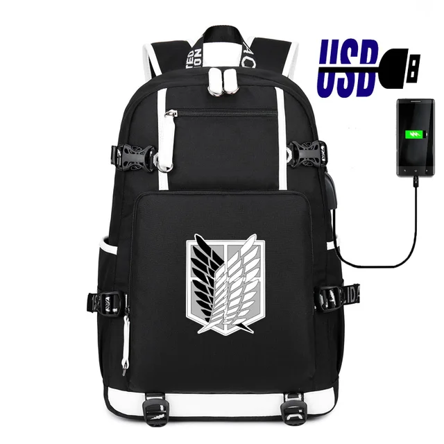 IMIDO Anime Pattern Backpacks for Teenagers Canvas Black Travel Bags Students Laptop Bag Boys Girls Back to School Backpack E