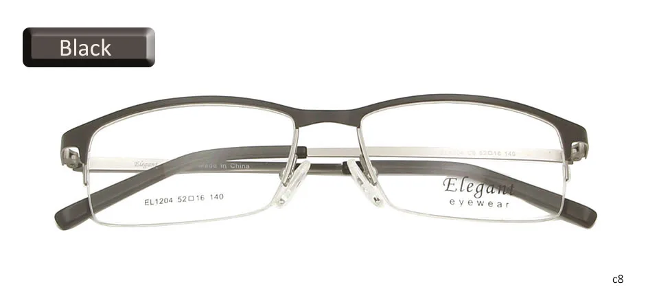 eyeglass black Сплав Мужские полуобода оптические очки в оправе Metall компьютер рецепт очки близорукость очки мужские очки Lunette De Vue - Цвет оправы: eyeglass black