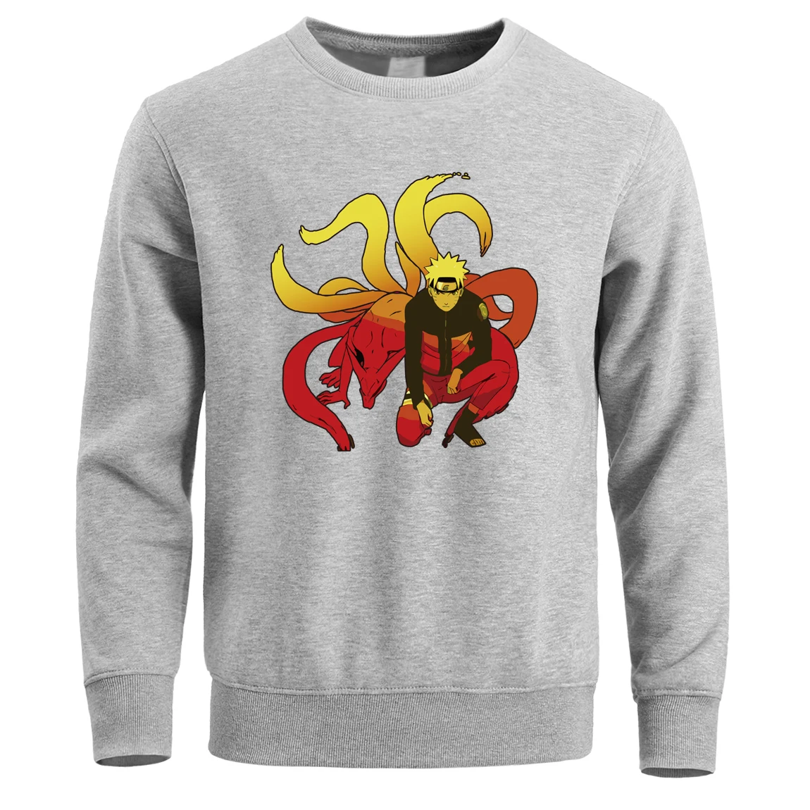 Uzumaki Наруто толстовка мужская Kurama Kyubi Crewneck Толстовки Кофты Зимние флисовые теплые