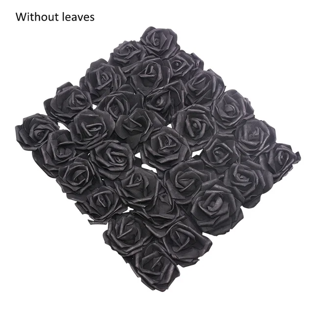 10/20/30 Heads 8CM Artificial PE Foam Rose Flowers Bride Bouquet Flower For Wedding Party Decorative Scrapbooking DIY Flower F20 Black