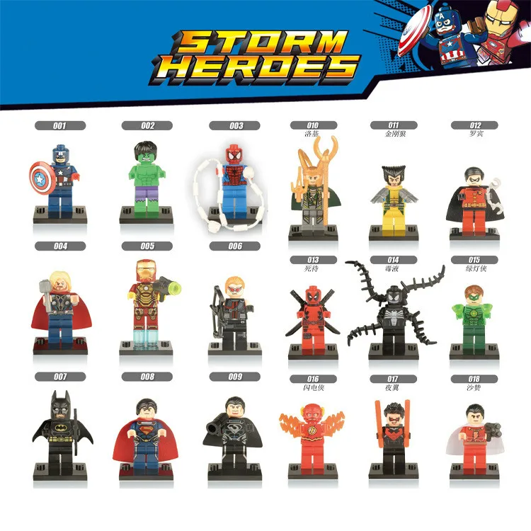 

Super Heroes Marvel Avengers Figures Deadpool X-Men Spiderman Batman Iron Man Venom Bricks Building Blocks Toys for Children