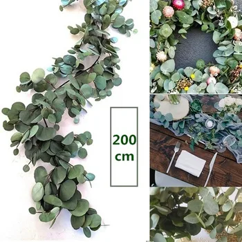 

1pcs 2m Wedding Decoration Artificial Green Eucalyptus Vines Rattan Artificial Fake Plants Ivy Wreath Wall Decor Vertical Garden
