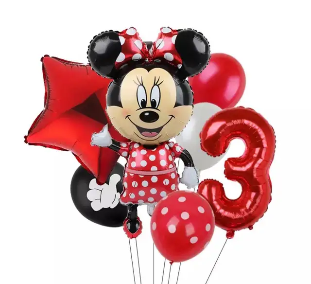 180*108 cm 1pc Minnie Mouse Theme Table Cloth for Kids Happy Birthday Party Decoration Table Cover Event Party Supplies 7pcs Number 3