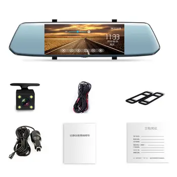 

Backup Camera 7" Mirror Dash Cam Touching Screen 1080P Front and Rear Dual Lens