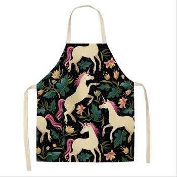 

Forest unicorn Cotton hemp Sleeveless Apron Kitchen cooking cleaning Delantal cocina Baking accessories H344