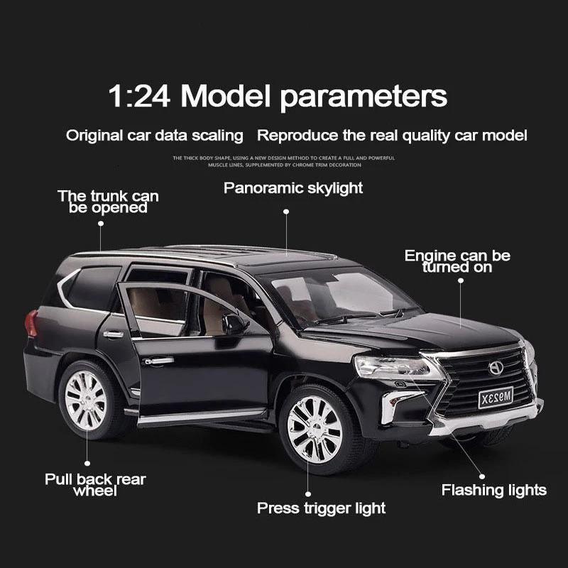 1/24 литья под давлением модель автомобиля сплава Land Cruiser SUV LX570 внедорожные