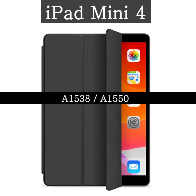 Магнитный чехол для Apple Ipad Mini 1 2 3 4 5 7,9 дюймов A1489 A1490 A1491 A1432 из искусственной кожи чехол для планшета с функцией автоматического пробуждения и сна - Цвет: Jet Black