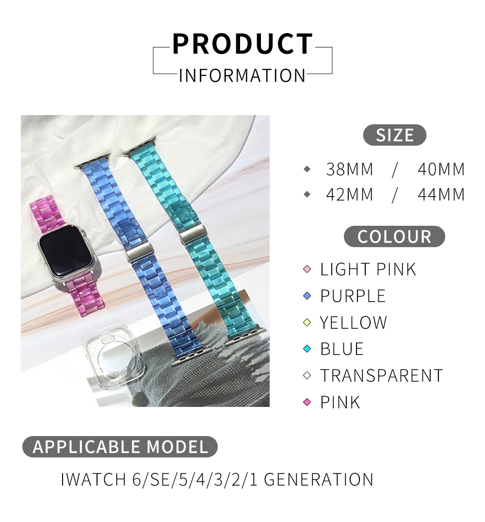 Newest Strap for Apple Watch Band Series SE 7 6543 Transparent for Iwatch bracelet 38 41 45 40mm 42mm 44mm Watchband accessories