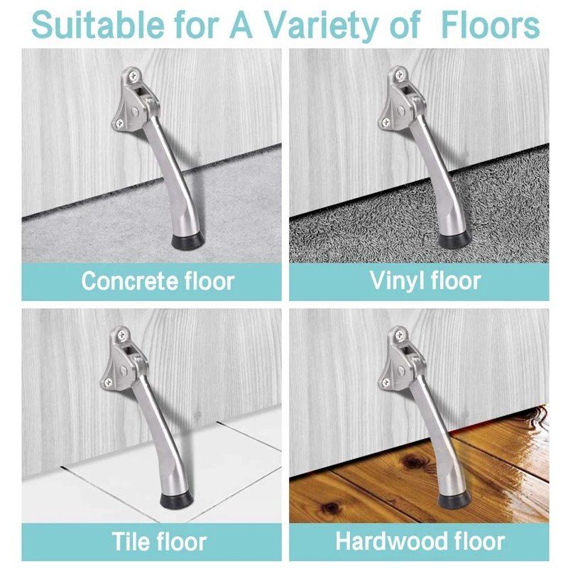 Door Stopper,4 Pack 4-Inch Kickdown Door Stop, Door Kickstand, Door Stopper Hinge,Door Stopper with a Non-Slip Tip for Heavy Doo