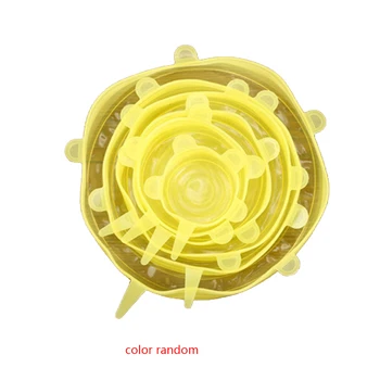 

6Pcs Silicone Stretchy Lids Reusable Various Sizes Cover Preservative Film Retain Freshness Cap Safe And Durable Color Random