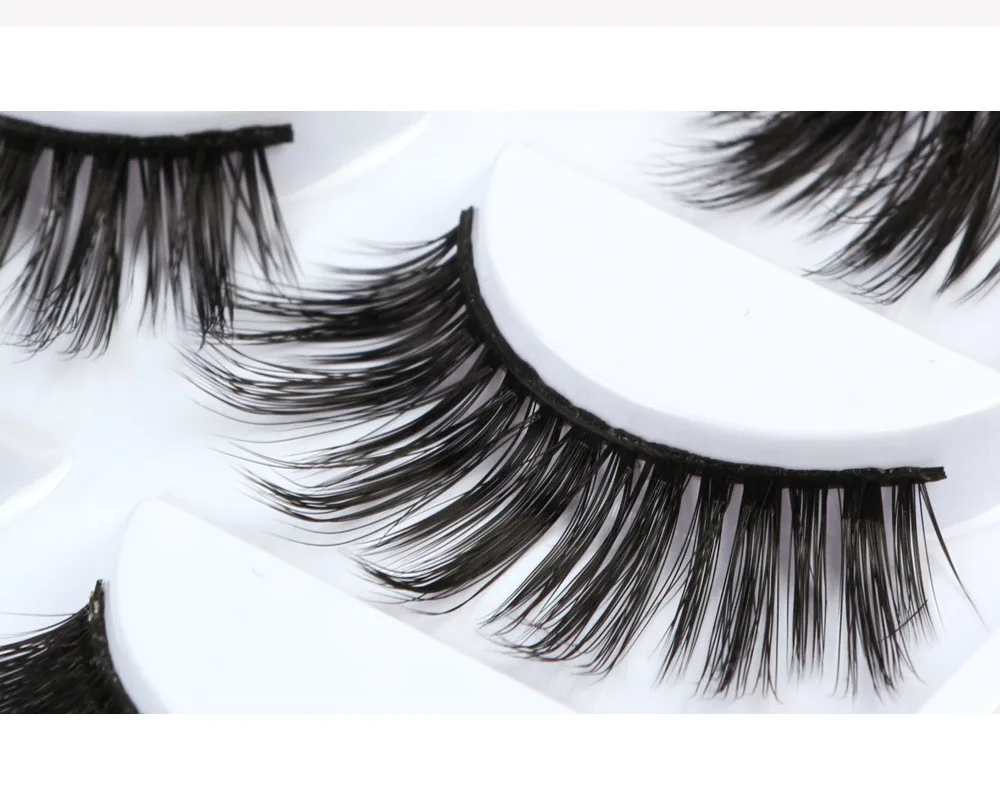 5 Pairs Handmade Real Mink 3D Full volume False Eyelashes Thick Long Lashes Set eyelash extension private label cosmetics (10)