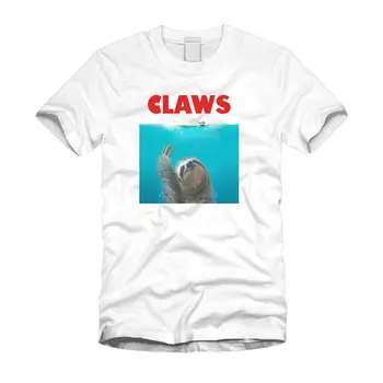 

Claws - Jaws Funny Sloth Jaws Mashup Sloth Shirt Parody Cool White T-Shirt