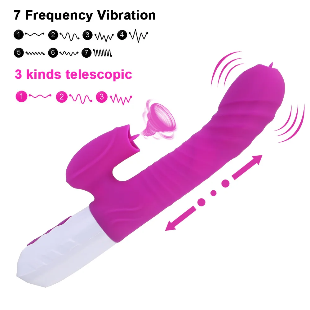 Vibratore bacchetta vibratore telescopico riscaldabile vibratore doppia lingua giocattoli del sesso per le donne G Spot Clitoride S_voghion.com