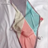 NEW Designer Pleated Square Imitated Silk Scarf For Women Floral Classy Chic Ladies Scarves Travel Neck Scarf Kerchief Bandana 2