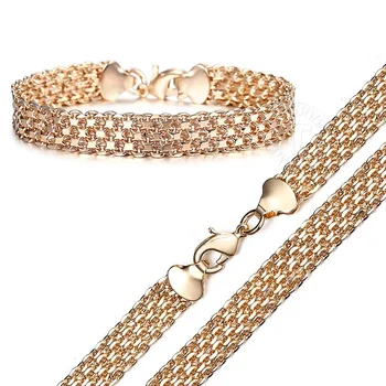 

Fashion 10/12mm Big 585 Rose Gold Double Weaving Rolo Cable Curb Link Chain Necklace Bracelet Jewelry Set for Men Women DCSM02
