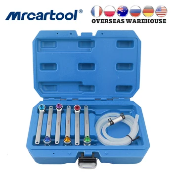 MR CARTOOL 6Pcs Brake Oil Drainer Wrench And Oil Bleed Hose Drain 7-12mm Power-Free Brake Car Oil Filter Repair Tool Set 1