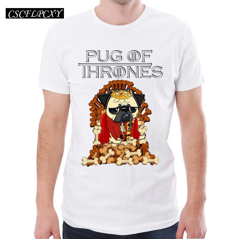 Game-Of-Thrones-Men-T-shirt-Pug-OF-Thrones-Printed-Funny-t-shirts-Short-Sleeve-Casual