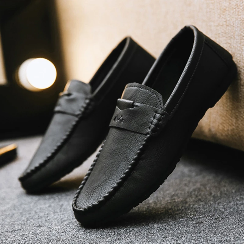 crazy-shop New Spring Men Suede Leather Loafers Driving Shoes Moccasins Summer Mens Casual Shoes Flat Breathable,Black,7,Spain 