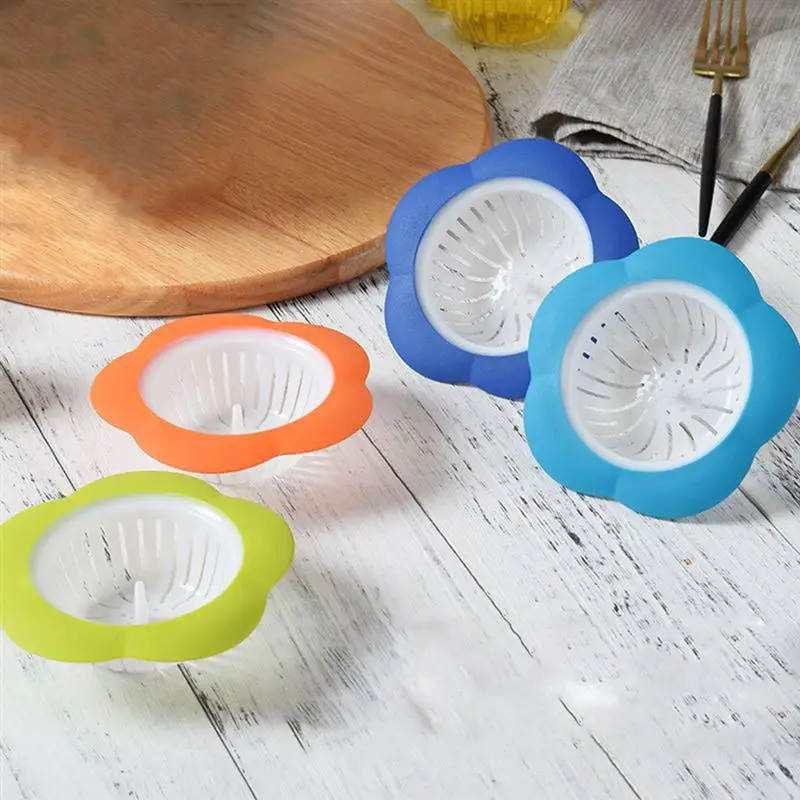 Flower Type Floor Drain Network Kitchen Bathroom Deodorant Plastic Sink Floor Drain Portable Drain Sink Strainer(Random Color