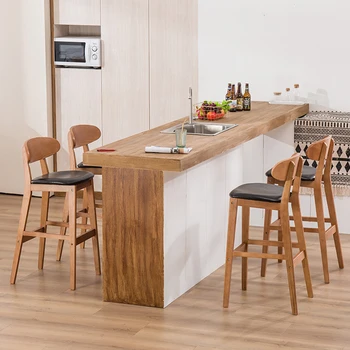 

Nordic High Stool Chairs Bar Chairs Modern Solid Wood Counter Stool Bench Armchair Sturdy Soft Home Stool Chair Industrial Chair