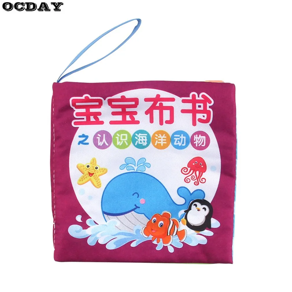 Мягкая тканевая книга с разноцветным мультяшным принтом английская для чтения