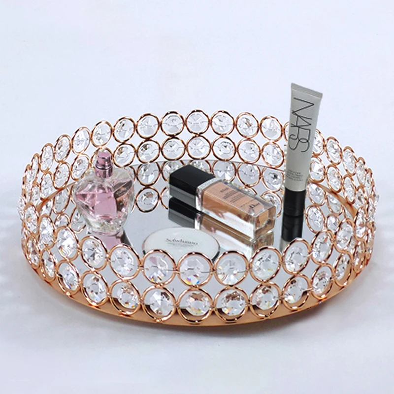 

GOLD cake stand crystal Storage Baskets Box Simplicity Style Home Organizer For Jewelry Necklace Dessert Plate tray decorative