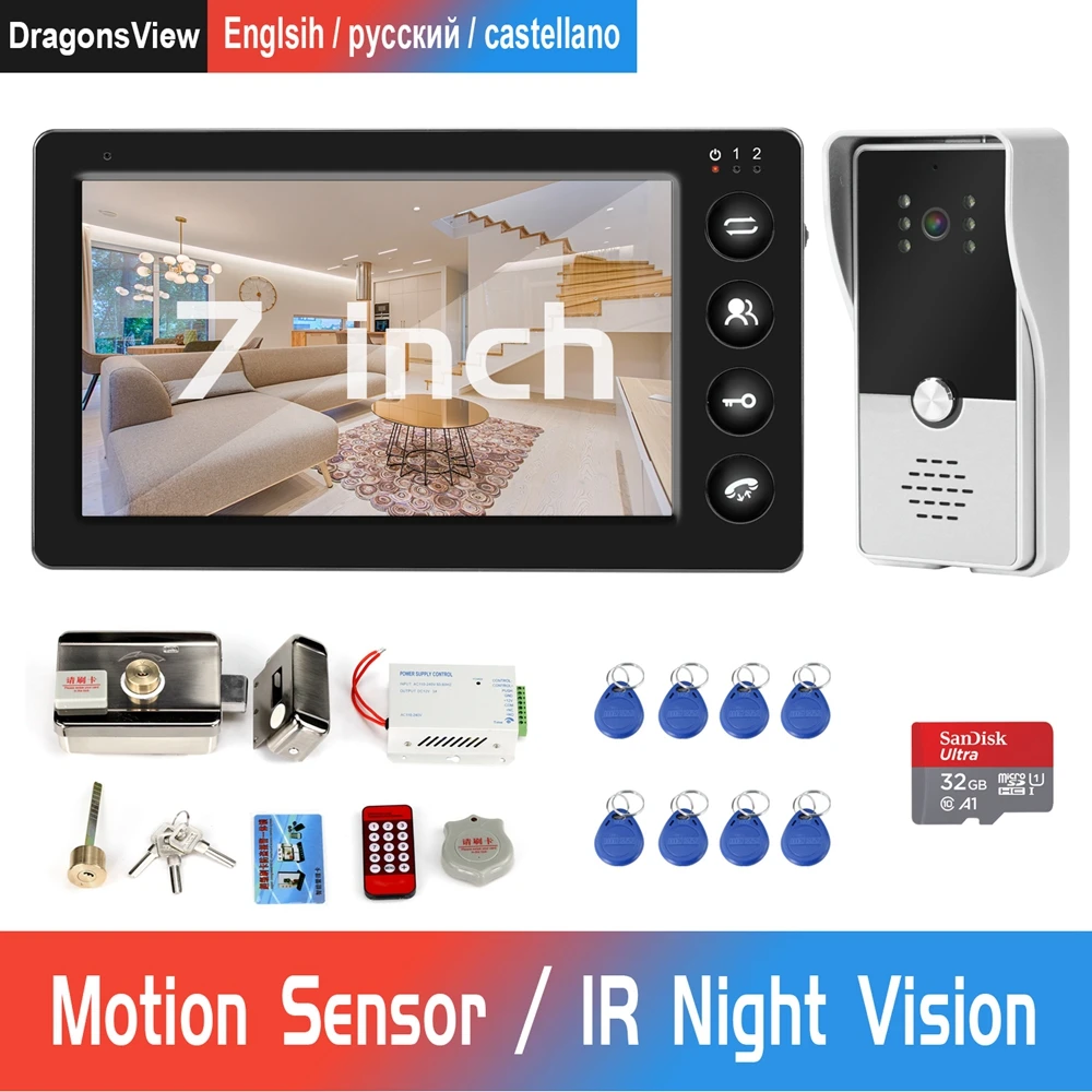 Video Door Phone Wired Door Intercom And Electronic RFID Door Lock With Motion Detection Record for Home Video doorbell System Video Door Phone Wired Door Intercom And Electronic RFID Door Lock With Motion Detection Record for Home Video doorbell System
