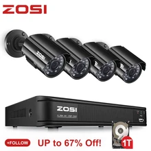 ZOSI 720P 8CH 4-в-1 CVBS AHD TVI CVI камера CCTV Системы Открытый ночного видения Видео Камеры Скрытого видеонаблюдения безопасности Системы DVR Kit