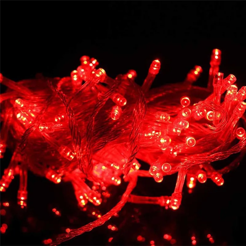 LED Street Garland Christmas Lights Outdoor 10M String Fairy Lights EU US Plug LED Lights Decoration For Wedding New year Party - Цвет: Red