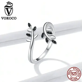 

VOROCO new 925 sterling silver European and American jewelry Tree Branch ring retro fashion tide flow open ring