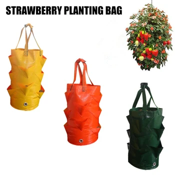 

3 Gallon Strawberry Planter Bag for Potato Growing Outdoor Vertical Garden Hanging Open Vegetable Planting Grow Bag HUG-