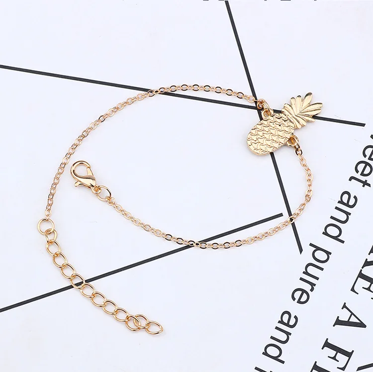 Europe And America Accessories Cute Hollow out Stereo Pineapple Anklet Bracelets Dual Purpose Hand Jewelry Fruit Anklet Hanging