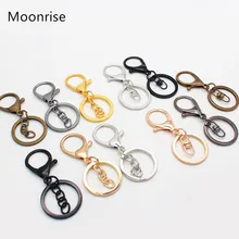 5 шт./лот металлические поворотные крючки карабины застежки, золото/родий раздельный брелок кольца часть с цепочкой для шнурков поставки HK101