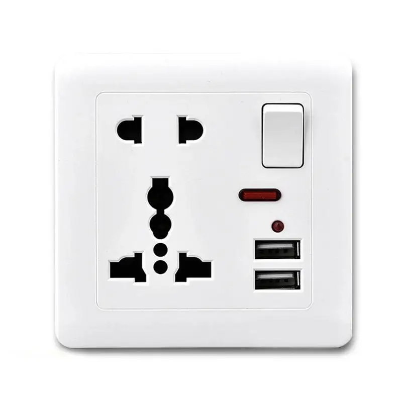 

13A British Socket Usb Port Wall Charger Adapter Double Socket 2 Way Socket White Gold