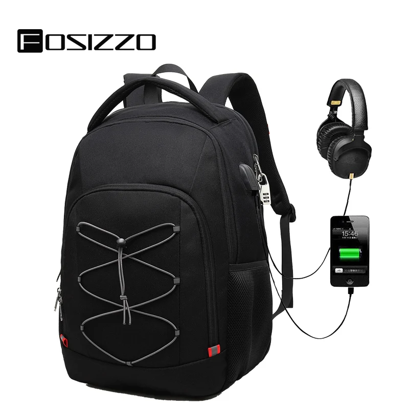 

FOSIZZO Large-capacity Student Schoolbag Casual Solid Color Material Oxford Man's Backpack Multi-functional Simple Bag FS4008