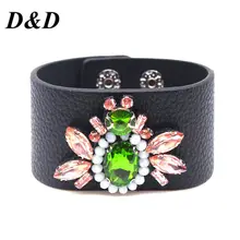 D& D вышитый Кристалл Золотая Пчела кожаный браслет и браслеты для женщин модный браслет