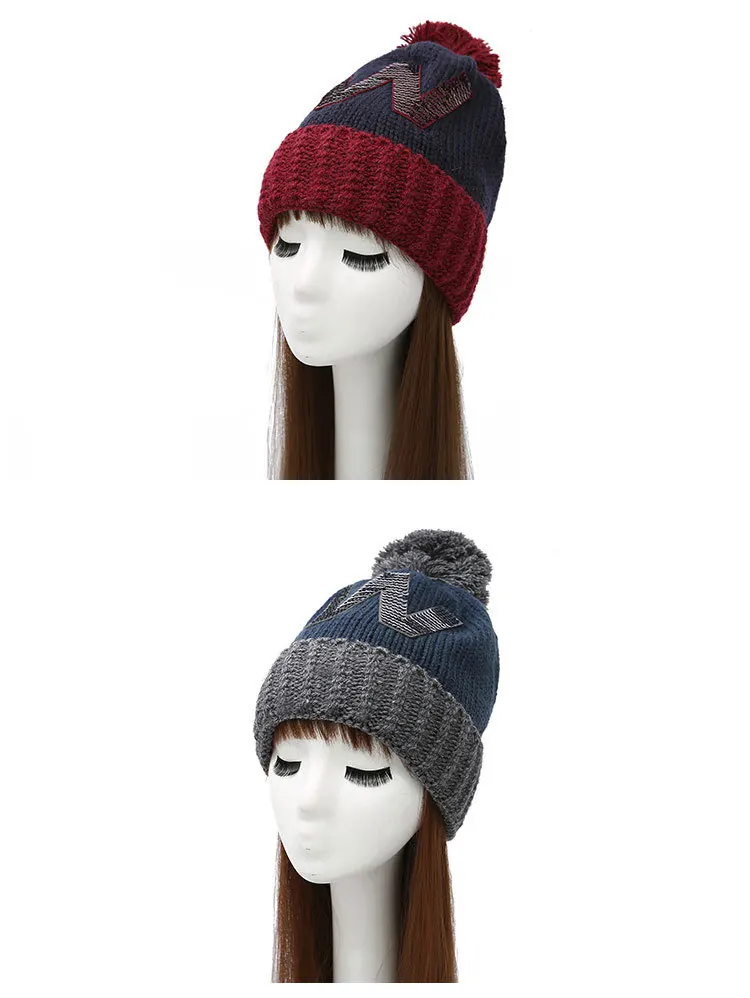 Модная зимняя шапка Skullies Beanies с помпоном, вязаные шапки, женская уличная теплая шапка для отдыха, зимние шапки для женщин