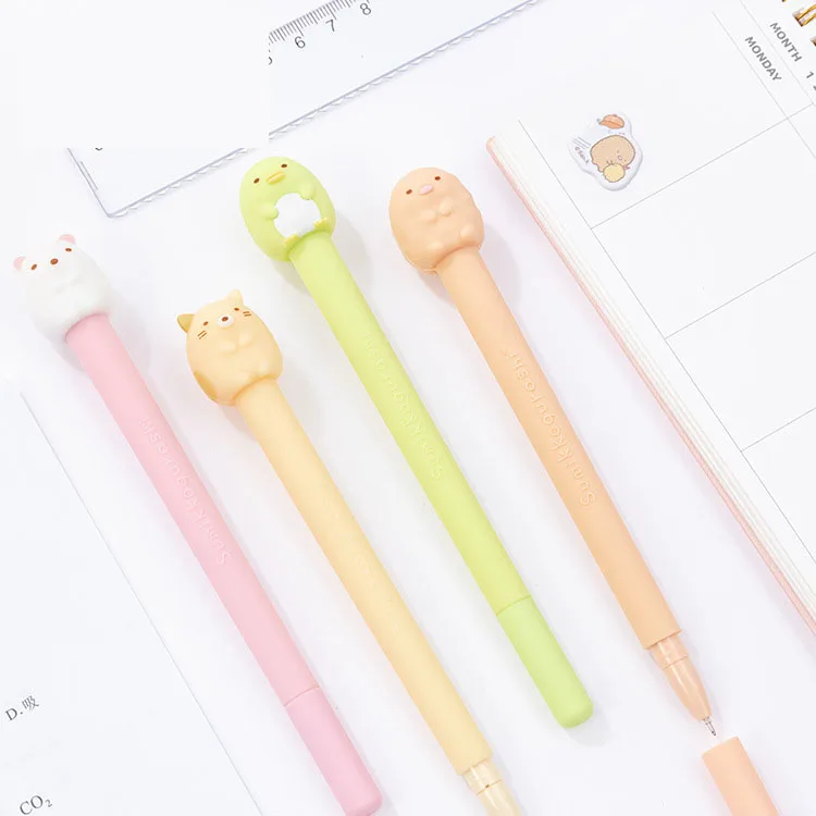 24 pcs/lot Cartoon Sumikko Gurashi Silicone Gel Pen Cute 0.5mm black Ink Signature Pens Promotional Gift Office School Supplies |