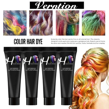 

Verntion Not Hurt Hair Fast Hair Coloring Hot Fashion Salon Hair Dye Punk Permanent Unisex Smoky Gray 9 Colors Hair Dye Cream