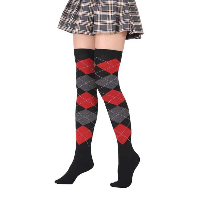 

Luxury 2020 Cash Fashion Diamond Lattice High Elasticity Over Knee Long Socks Ladies Breathable Deodorant Socks Da-007