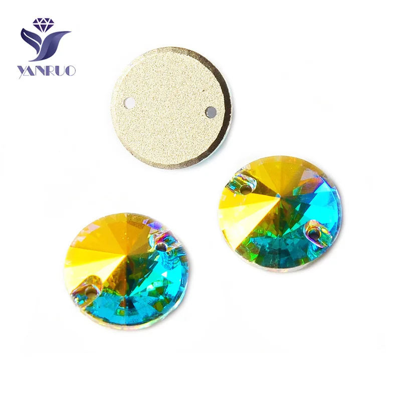 YANRUO K9 라인 석 AB Pedrarias에 바느질 Applique Strass 크리스탈 라인 석 플랫 백 바느질 라인 석 바느질 장식 드레스