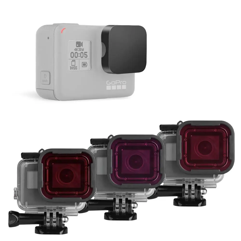 3in1 Dive Lens Filter Kit Red Magenta Color Filter Lens For Gopro Hero 7 6 5 Black Official Super Suit Housing Case Accessories Sports Camcorder Cases Aliexpress