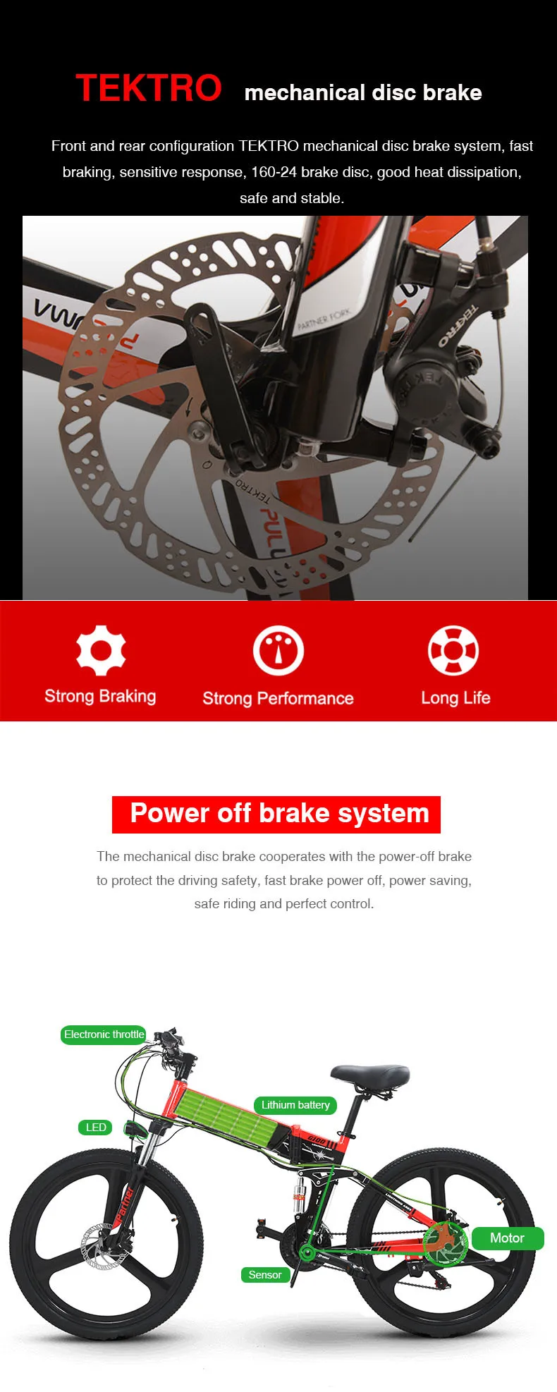 Flash Deal 26 inch electric mountain bike 48v lithium battery 400w motor drive electric bicycle TEKTRO brake assist range 70km 11
