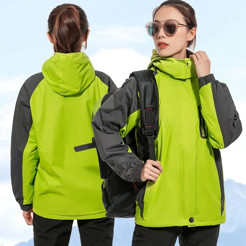 

Hiking Jacket Thick Hooded Detachable Waterproof Windproof Fluffy Climbing Coat Outwear Outdoor Autumn Winter Sportswear