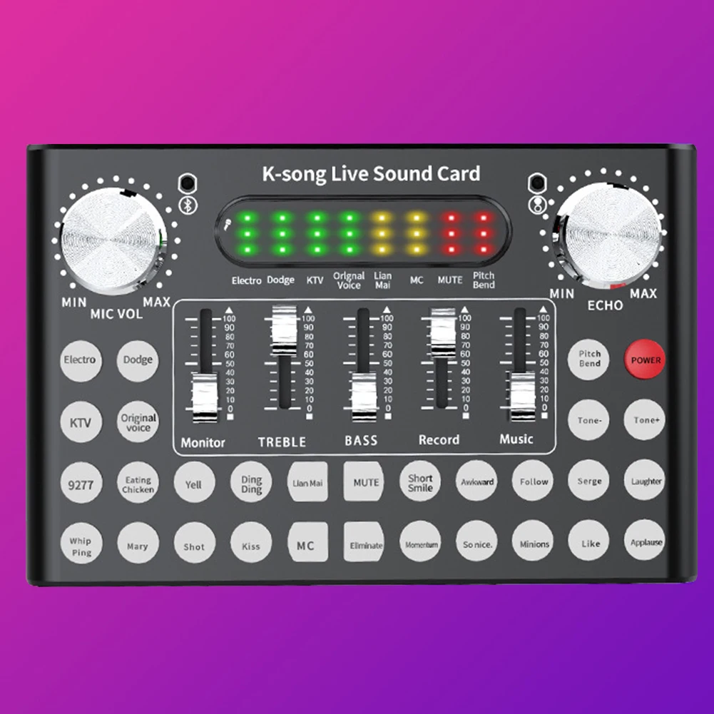 

F8 External Bluetooth Sound Card Set Dual Channel Broadcast Intelligent Audio Mixer to Change The Sound Sound Card