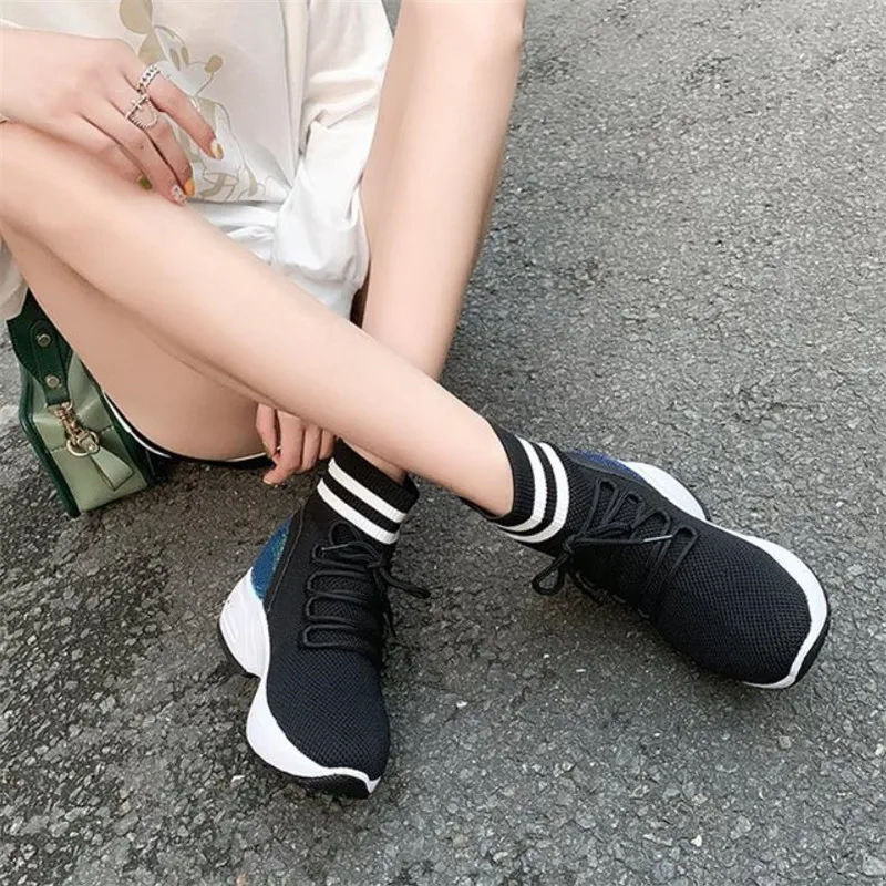 Женские кроссовки на платформе шикарные высокие женские туфли высоком каблуке