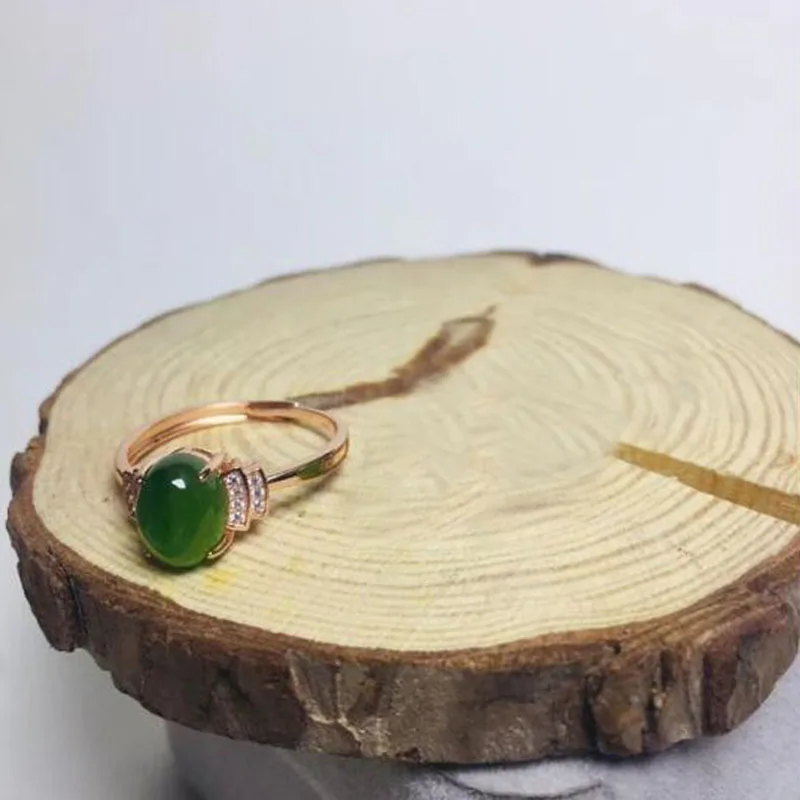 Настоящее сертифицированное натуральное Хотан Jade Jasper 925 пробы серебро Мужские Женские Амулет зеленый нефрит обручальные кольца размер регулируемый
