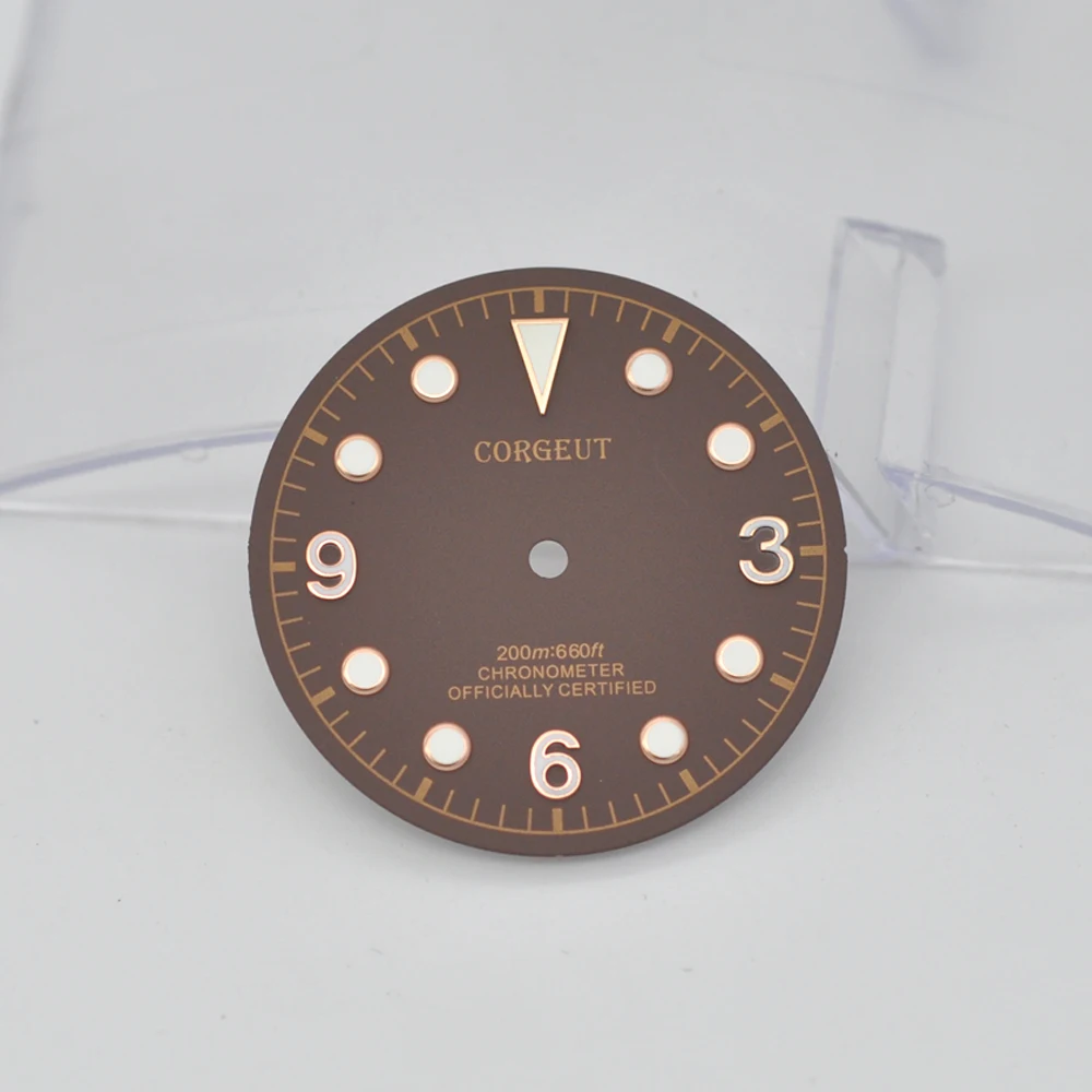 Детали часов 30,4 мм часы светящиеся черный розовое золото кофейный циферблат usefor Unitas ETA 2824 2836 Moyota 8215 821A автоматические движения