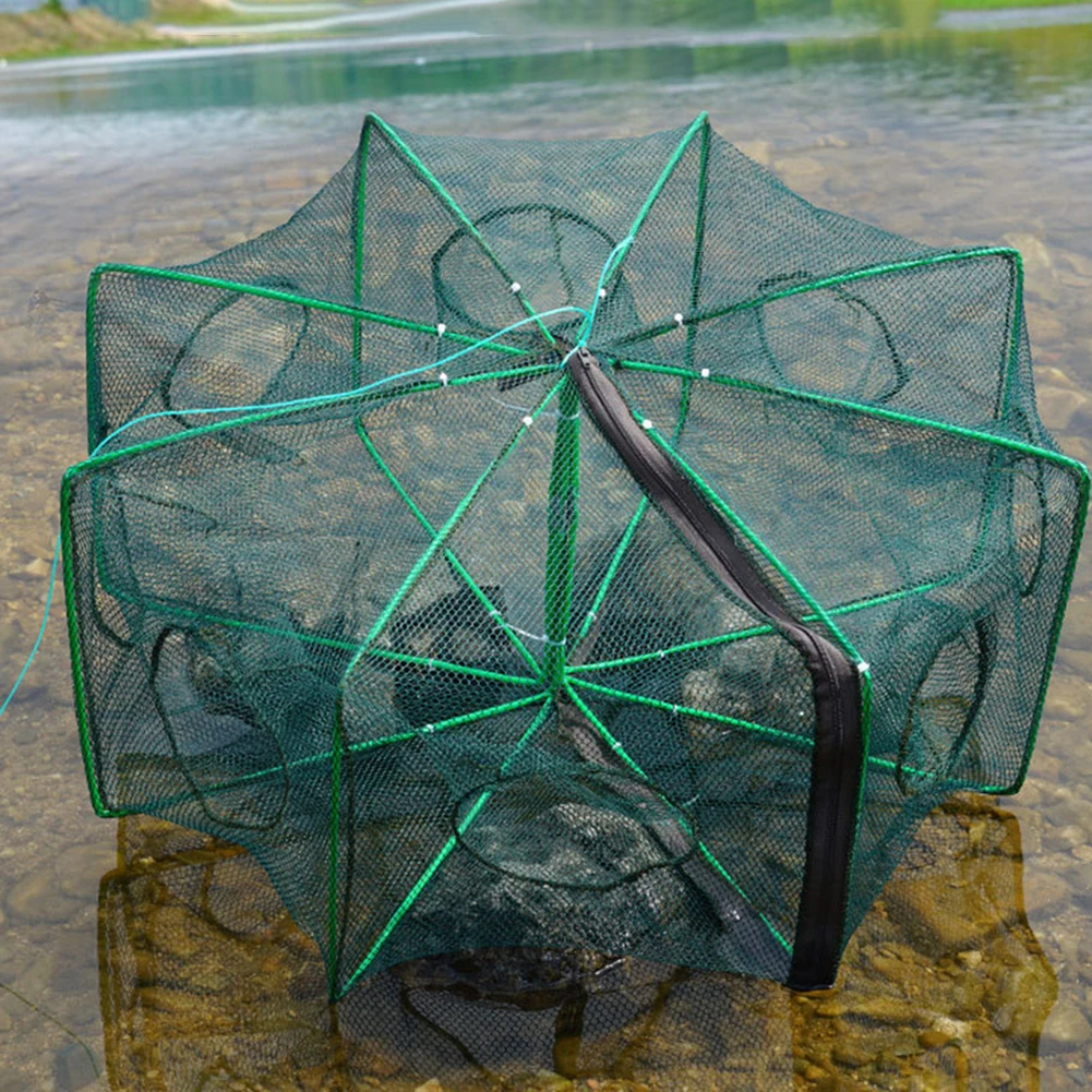 6-8 Sides 6-16 Holes Fish Network Crab Crayfish Shrimp Automatic Fishing Net Trap Cage Foldable | Спорт и развлечения