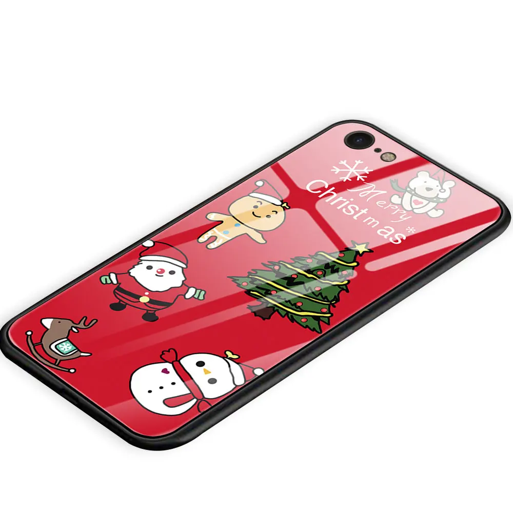 Christmas tree Tempered glass back cover phone case Rich cat For iphone XR X XS MAX 5 5S 6 6S 7 8 Plus 11 11ProMax Coque Funda